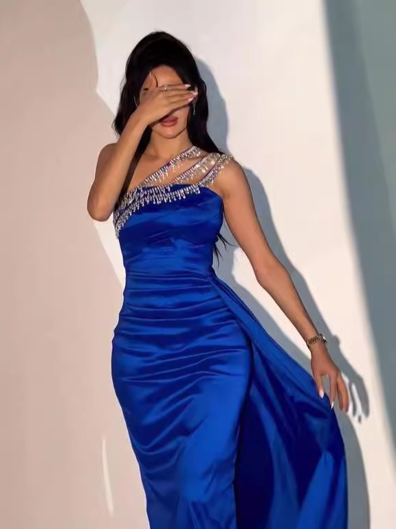 Off-Shoulder Diamond-Embellished Bandage Dress