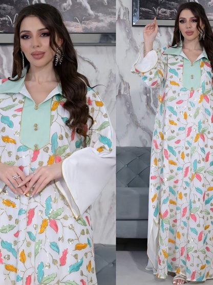 Chiffon Beaded Embroidered Maxi Dress