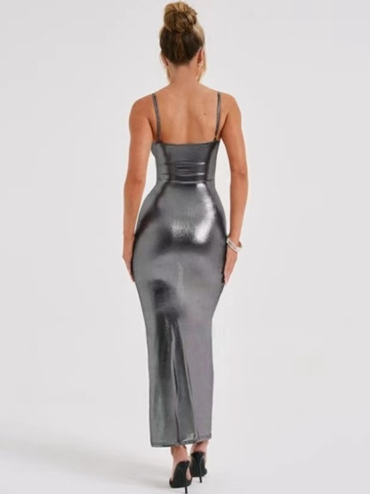Solid Color Strapless Slimming Halter Dress