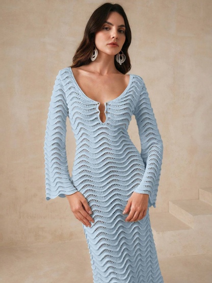 Solid Color Sexy Knit Dress