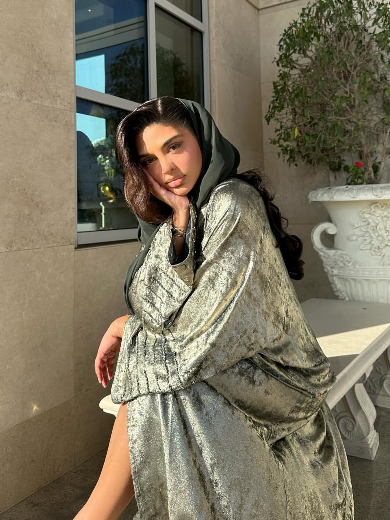 Patchwork Stamping Abaya
