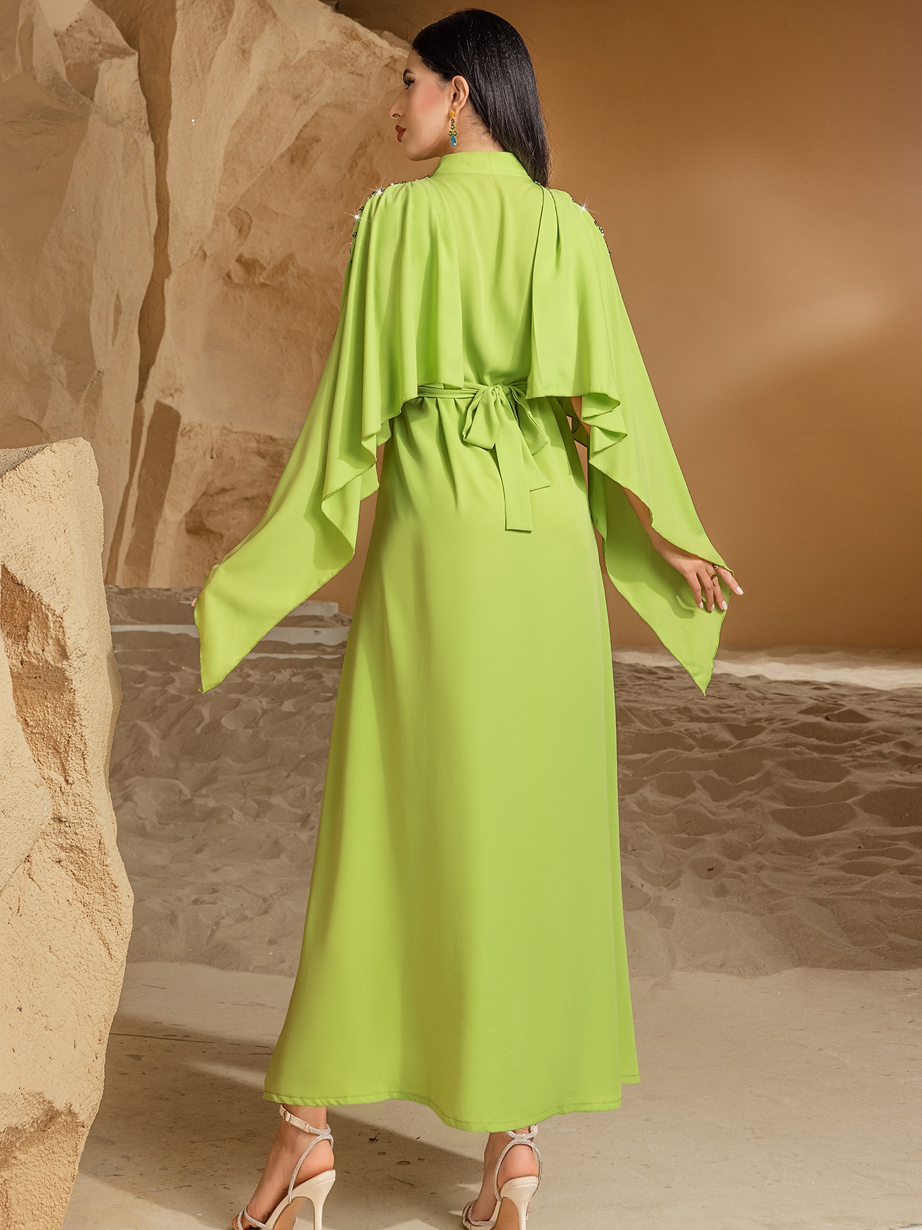Half High Neck Shawl Dress