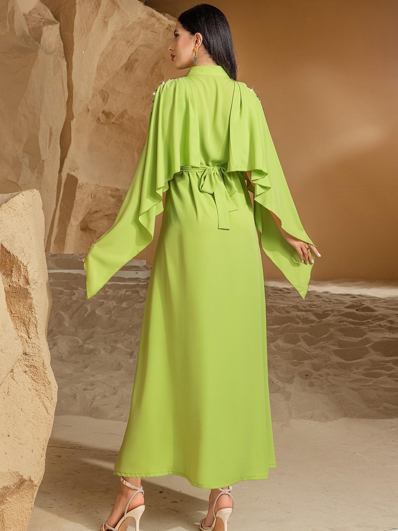 Half High Neck Shawl Dress