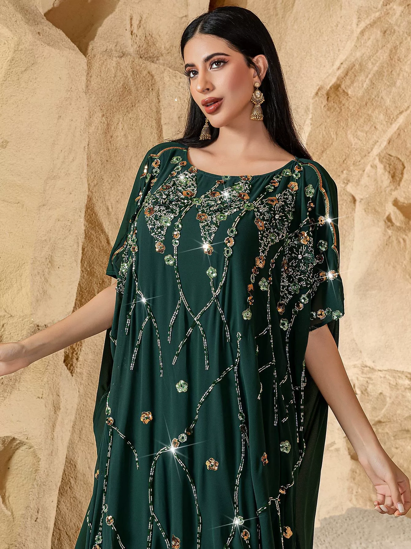 Embroidered Beaded Hand-sewn Flower Dress