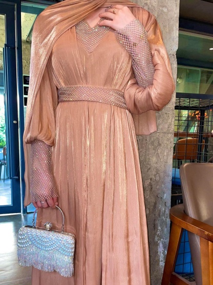 4pcs Simple Pearl Star Abaya Set