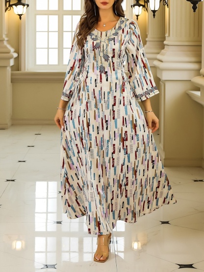 Rhinestone Floral Abaya