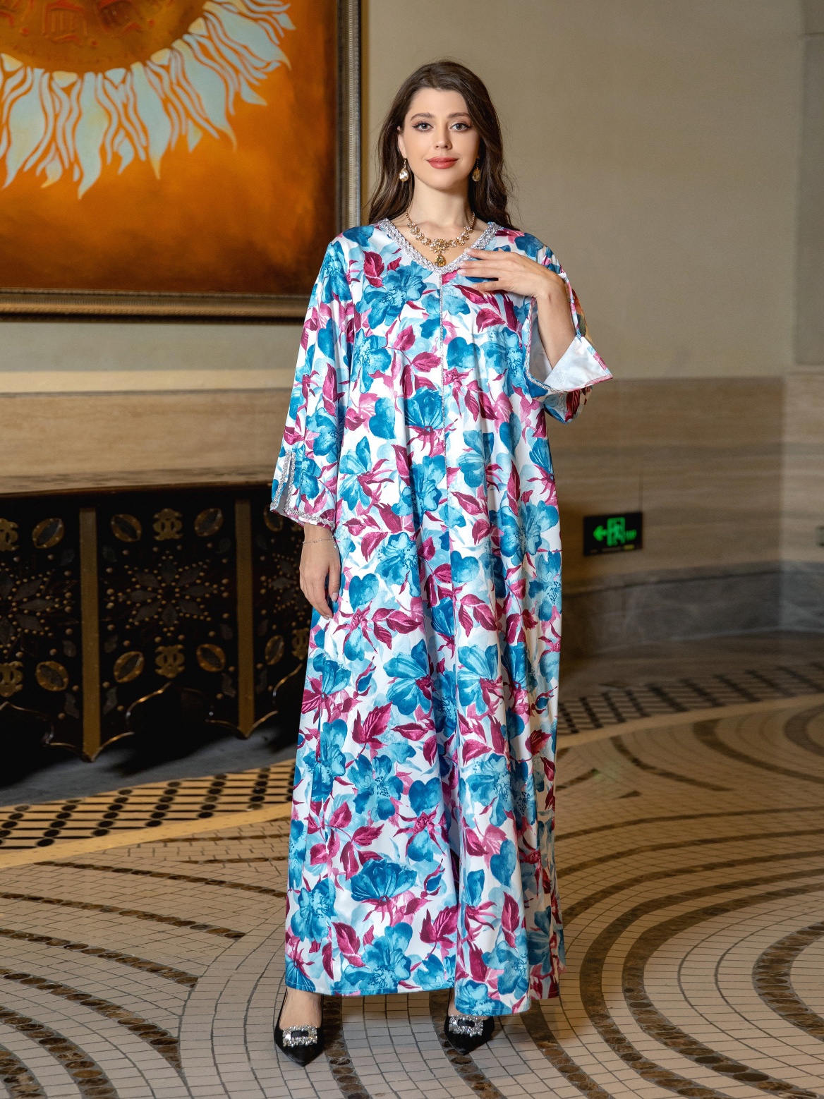 Rhinestone Printed Dress