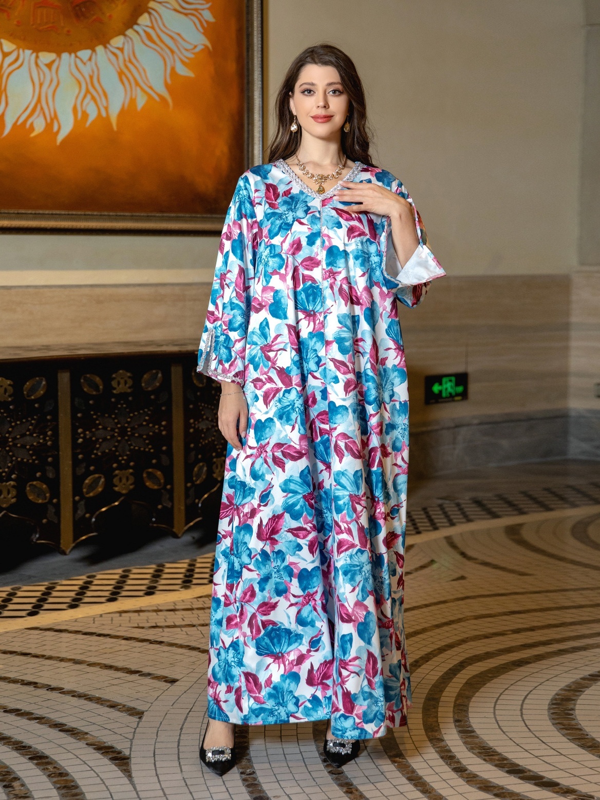 Rhinestone Printed Dress