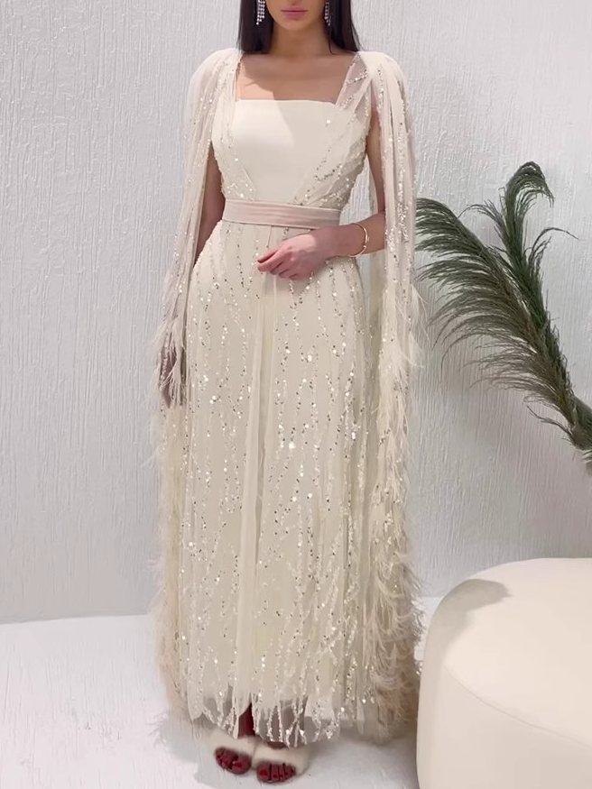 Flutter Sleeve Trailing Sexy Long Dress