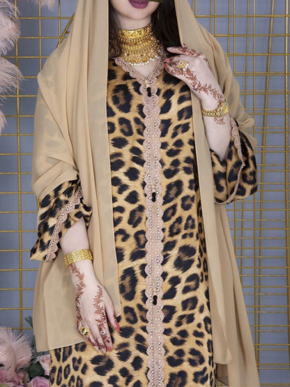 Lace Leopard Arabian Dress