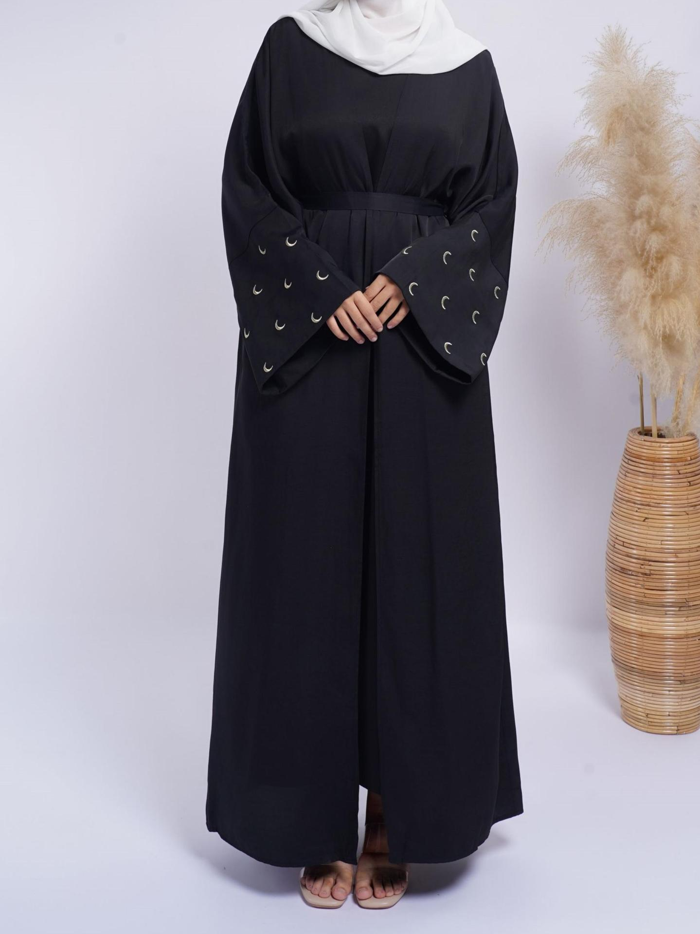 Solid Color Moon Embroidery Abaya