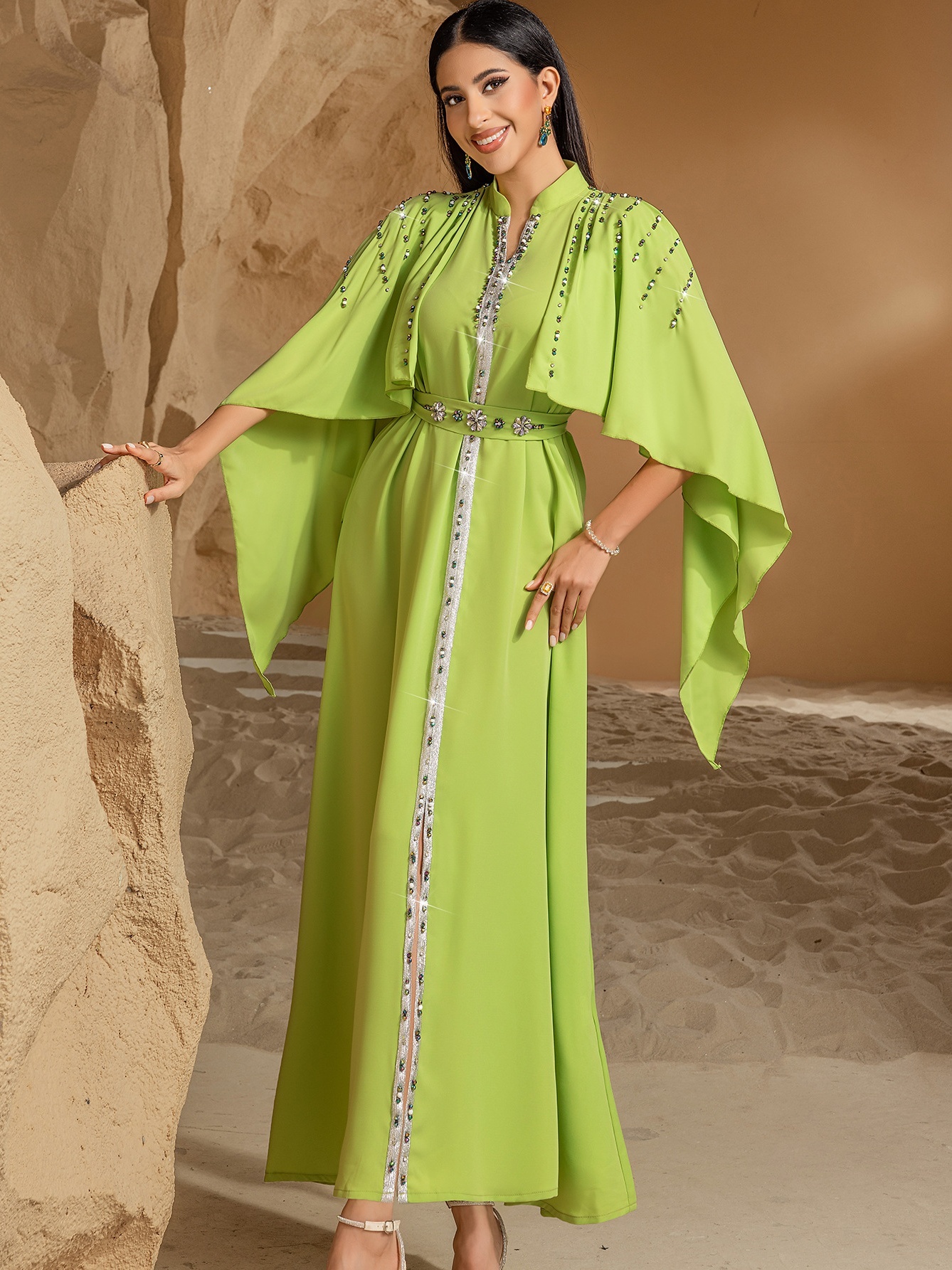 Half High Neck Shawl Dress
