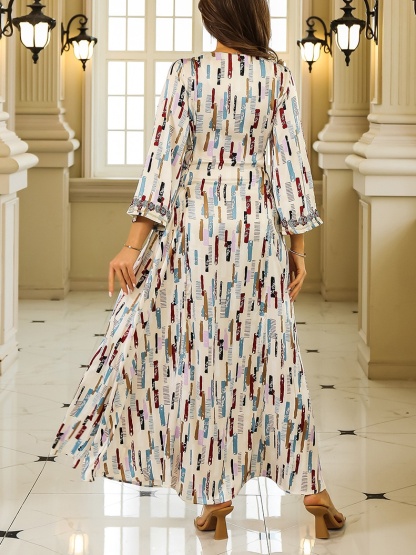 Rhinestone Floral Abaya