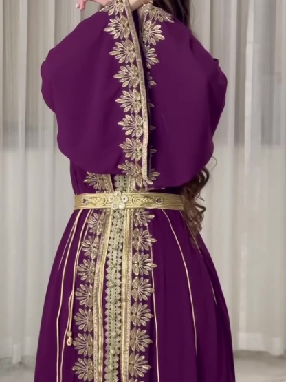 2pcs Patchwork Embroidered Ribbon Dress and Robe Cardigan Set