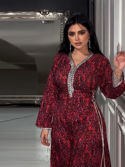 Printed Diamonds Lace-Up Dress