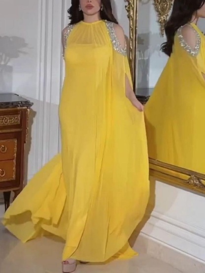 2pcs Sequin Chiffon Strapless Evening Gown and Cape Set