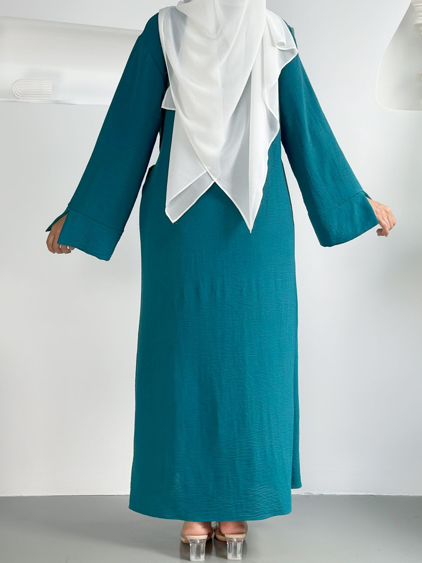Solid Color Lace-Up Abaya