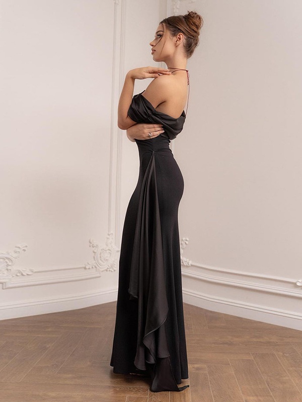 One-Shoulder Waisted Flutter Dress