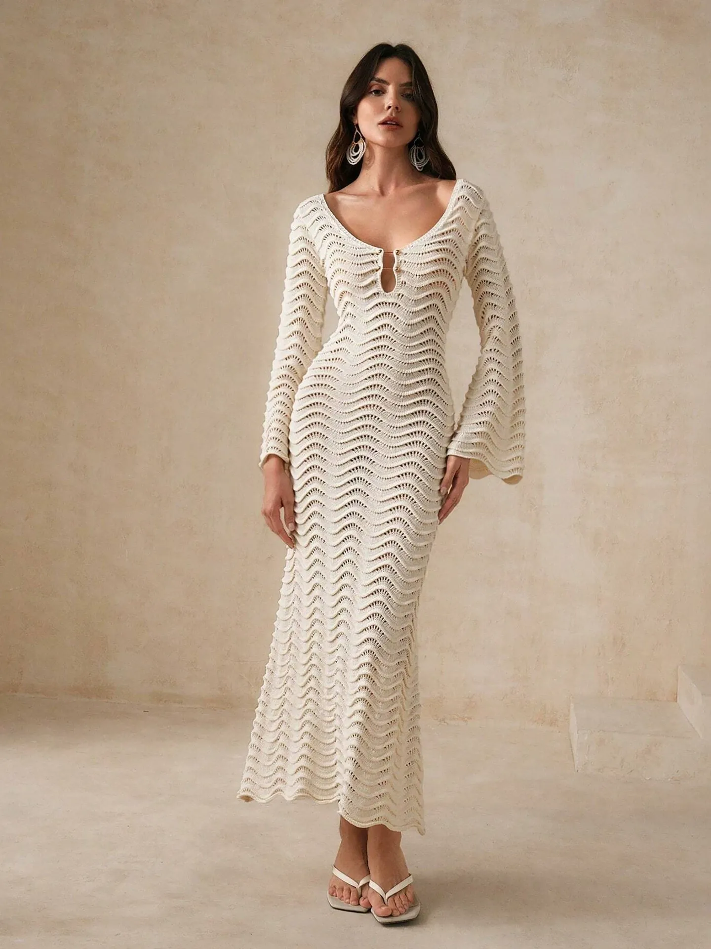 Solid Color Sexy Knit Dress