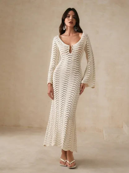 Solid Color Sexy Knit Dress