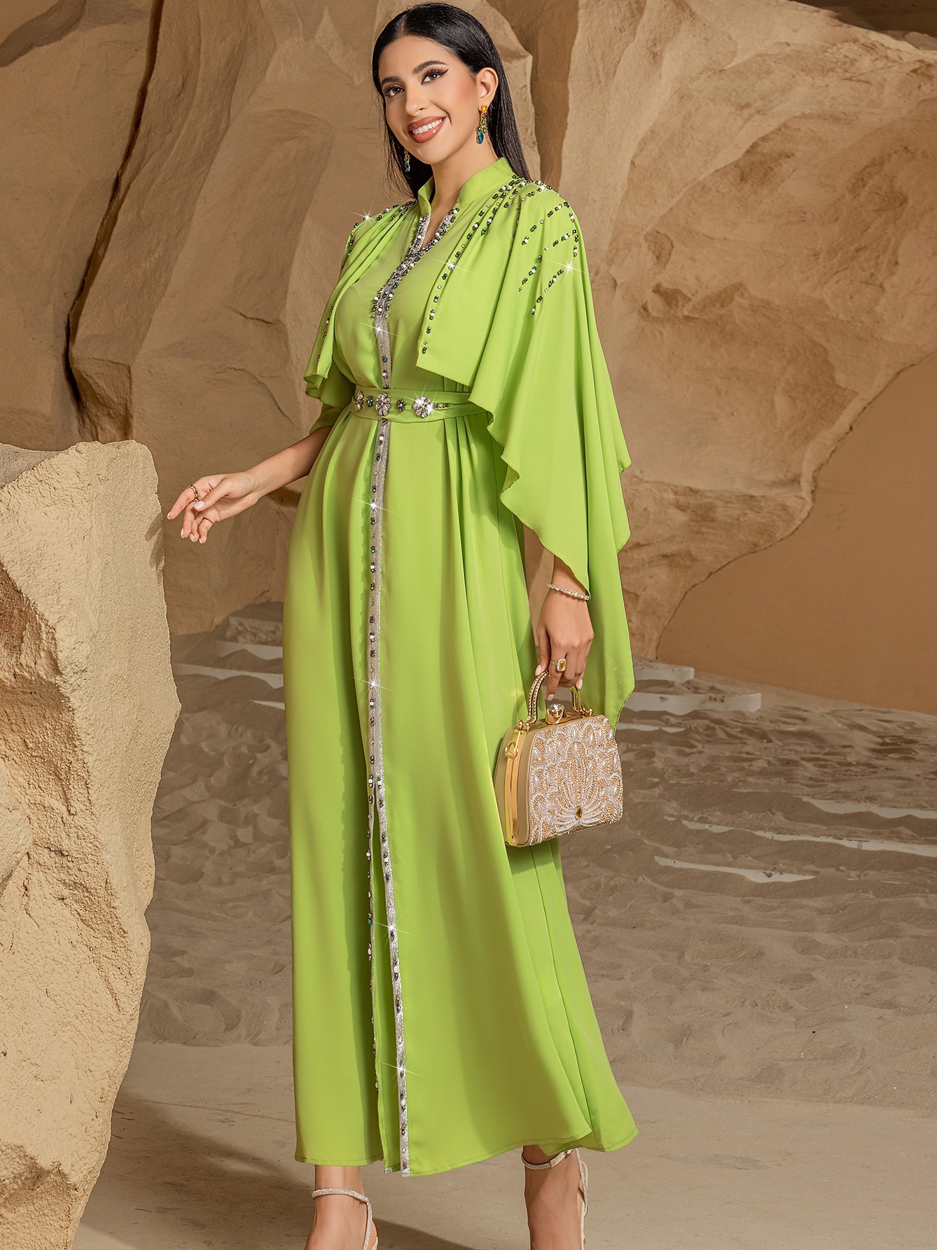 Half High Neck Shawl Dress