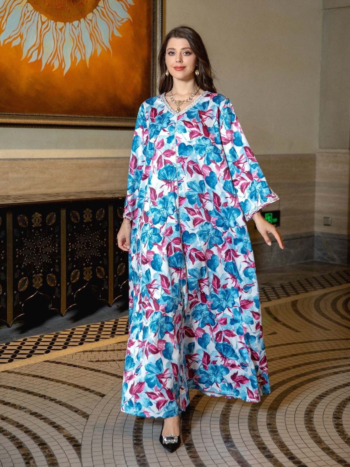 Rhinestone Printed Dress