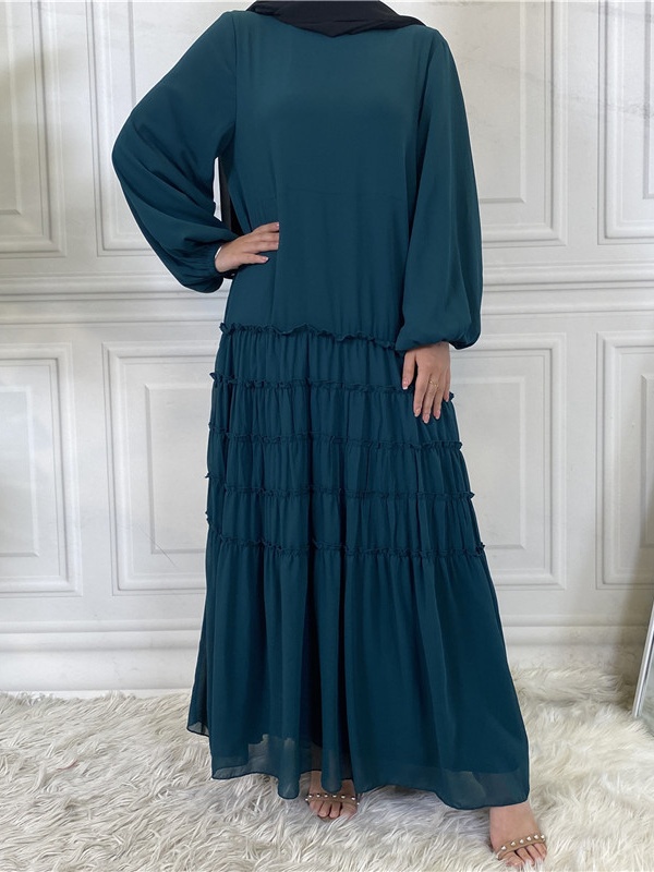 Double Chiffon Solid Color  Casual Dresses