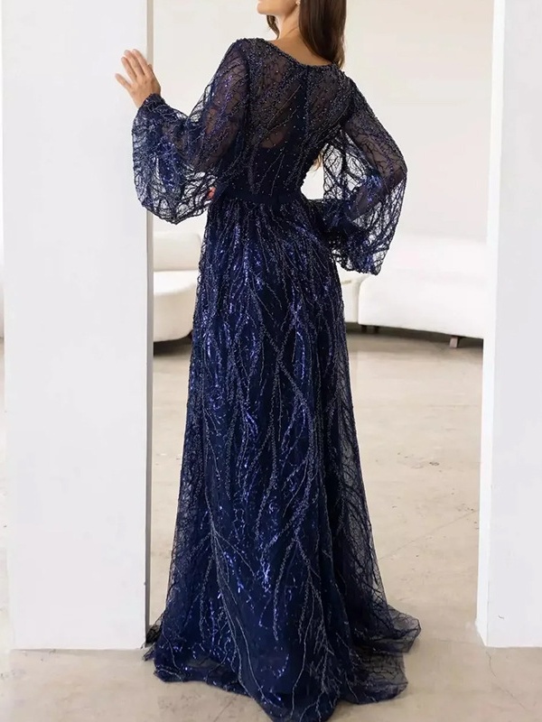 Simple V-neck Tassel Sequin Lace-up Casual Dresses