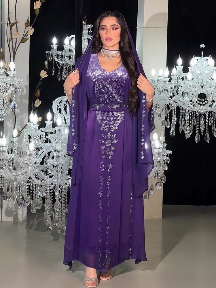Evening Dress Rhinestone Robe Dress