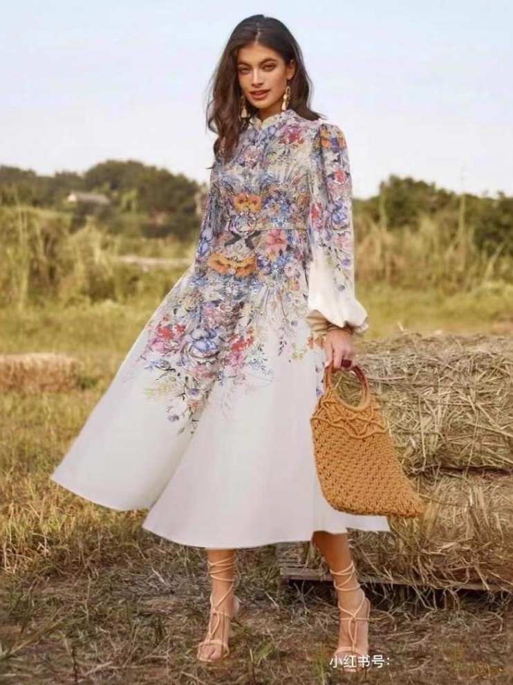 Single Breasted Printed Dress with Belt