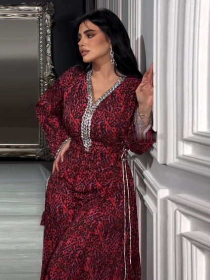 Printed Diamonds Lace-Up Dress
