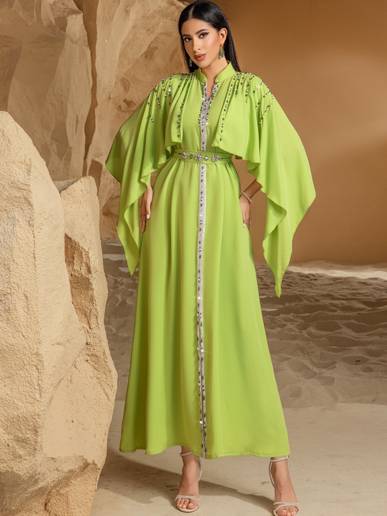 Half High Neck Shawl Dress