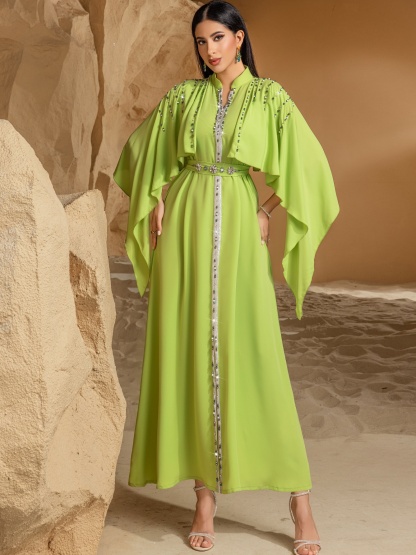 Half High Neck Shawl Dress