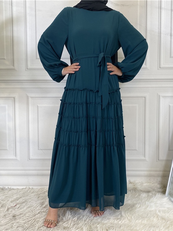 Double Chiffon Solid Color  Casual Dresses