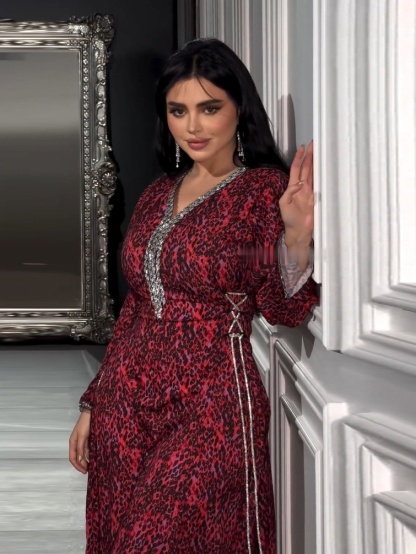 Printed Diamonds Lace-Up Dress