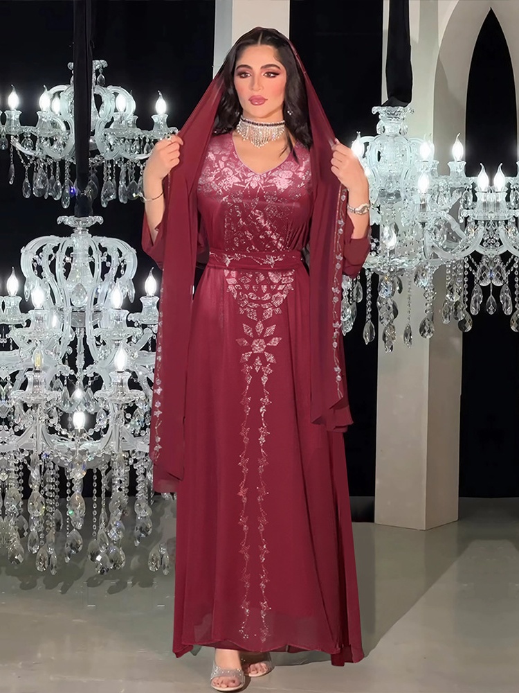 Evening Dress Rhinestone Robe Dress