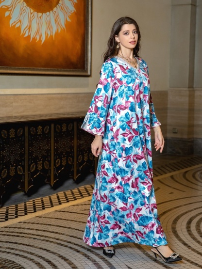 Rhinestone Printed Dress