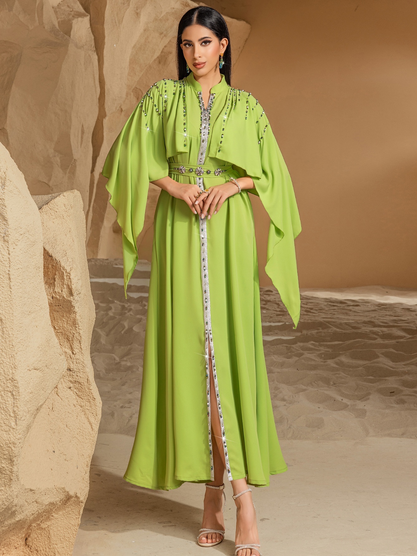 Half High Neck Shawl Dress