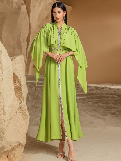 Half High Neck Shawl Dress