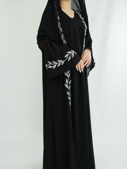 Chiffon Botanical Pattern Embroidered Dress