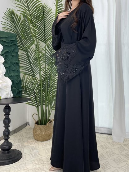 Floral Lace Hand Sleeve Zipper Dress