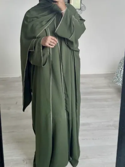 2pcs Solid Color Cardigans and Inner Dresses Set