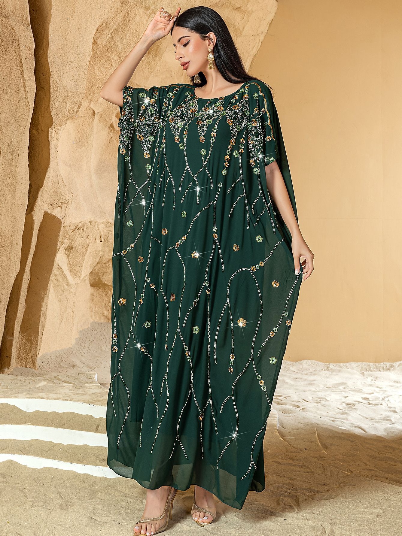Embroidered Beaded Hand-sewn Flower Dress