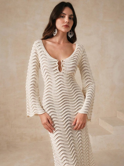 Solid Color Sexy Knit Dress
