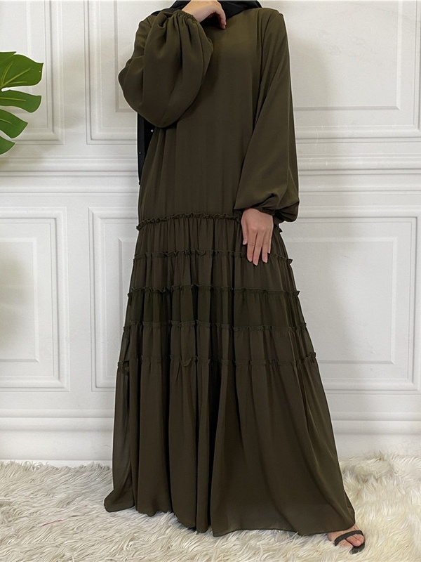 Double Chiffon Solid Color  Casual Dresses
