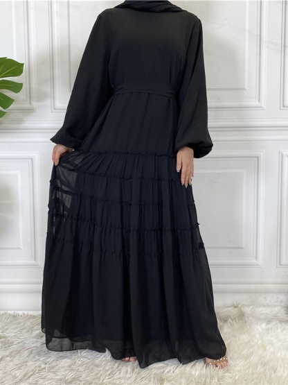 Double Chiffon Solid Color  Casual Dresses