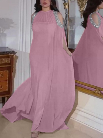2pcs Sequin Chiffon Strapless Evening Gown and Cape Set
