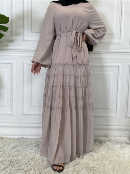 Double Chiffon Solid Color  Casual Dresses