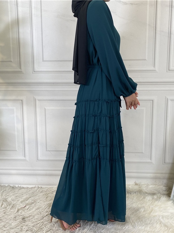Double Chiffon Solid Color  Casual Dresses