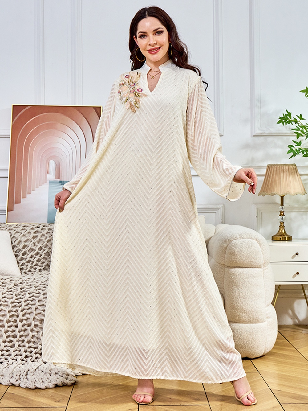 Beaded Collar Flower Casual Dresses
